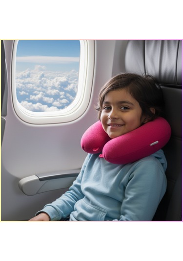 Pembe Polar Araç Boyun Yastığı 35x28 Cm Araba Otobüs Uçak Ev Ofis Seyahat Ve Yolculuk Yastığı Sarı