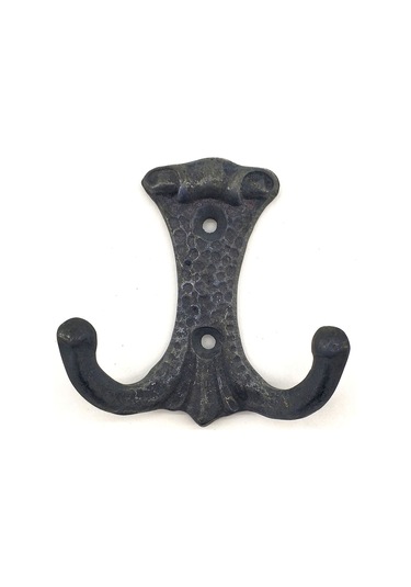 Antika Tarz Dekoratif Pirinç Anıt Çiftli Vestiyer Askı - 85x72 Mm, Oksit ANTİK