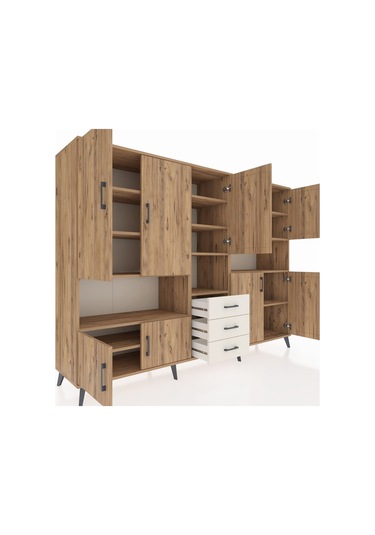 Hyperion Dolap 13 Raflı 3 Çekmeceli 9 Kapaklı 220x44x163 Çam-çam/ Çam-çam/aytaşı