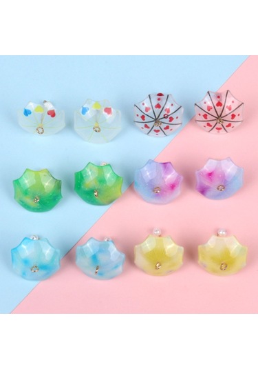 12 Adet Şemsiye Süsü Reçine 3d Şemsiye Şeklinde Yazlık Süsü Diğer