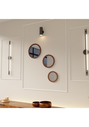 Dekoratif 3 Parçalı Pleksi Aynalı Ahşap Duvar Süsü