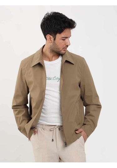 Dufy Vizon Erkek Regular Fit Düz Klasik Yaka Bomber Mont - 104399-Vizon