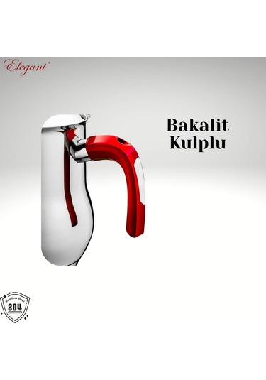 2 Lt. Çelik Sütlük Bakalit Kulp - Kırmızı Kırmızı
