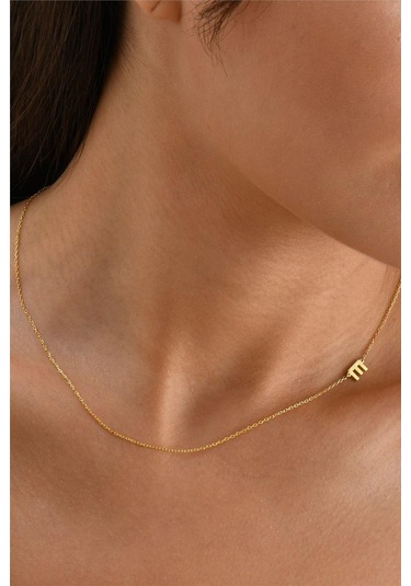 Minamis Silver 925 Ayar Gümüş E Harfi Kadın Köprücük Kolye-2259