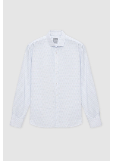 Twn Slim Fit Beyaz Baskılı Easy Iron Gömlek 1ef0221012880 Beyaz