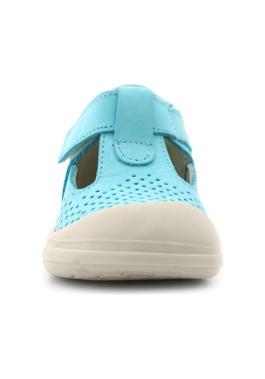 Rakerplus Shaun Hakiki Deri Mavi Beyaz Cırtlı Anatomik Bebek Sandalet Mavi