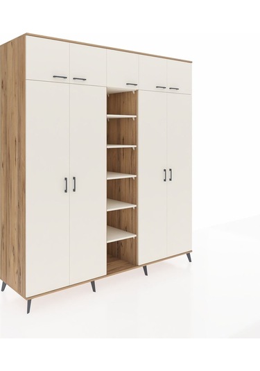 Kronos Dolap 18 Raflı 9 Kapaklı 220x59x243 Çam-aytaşı/aytaşı Aytası/aytası