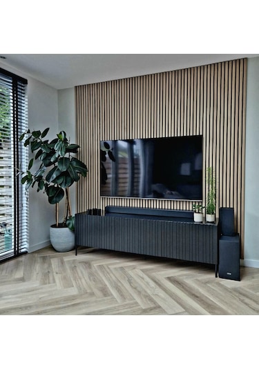 60x240 Cm Meşe Renk Akustik Ahşap Duvar Paneli