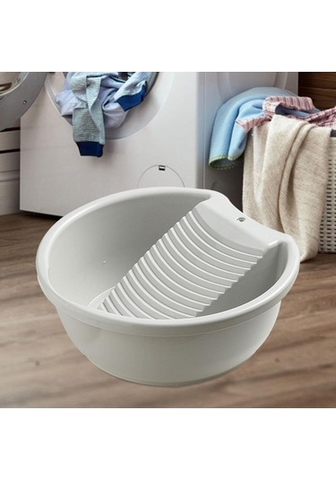 Besthome1 Pratik Eldivenli Halka Çamaşır Yıkama Kovalı Dayanıklı Gri Renkli, Ev & Dışarıda Kullanım İçin Gri