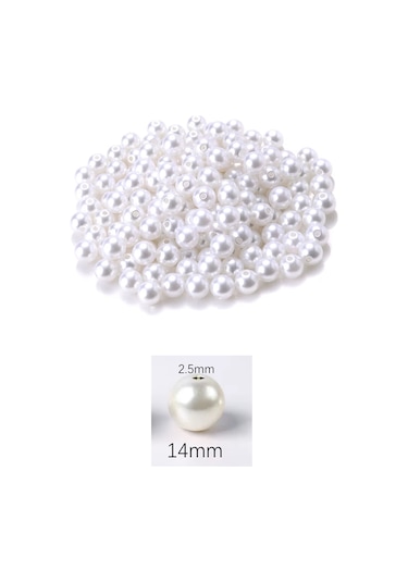1.000 Gram 1 Kg. 14mm Beyaz Renk Plastik İnci Boncuk Çanta Ve T
