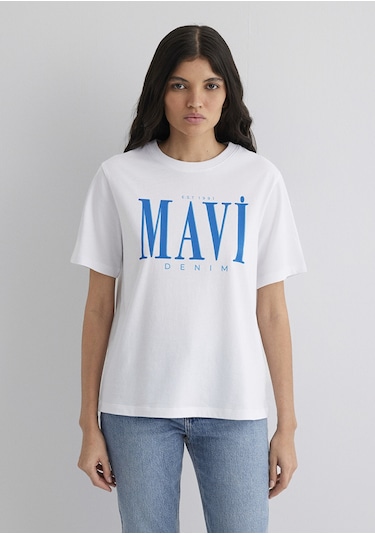Mavi - Mavi Logo Baskılı Beyaz Tişört 1611990-620 Beyaz