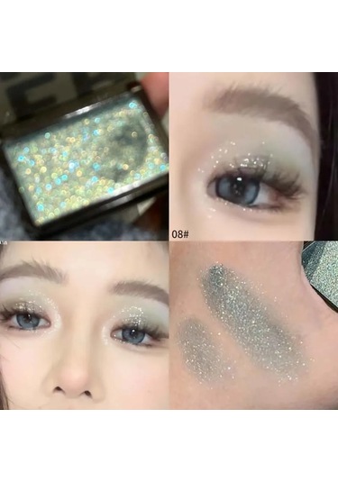 Köpüklü Glitter Mavi Göz Farı Paleti Fosforlu Siyah Gümüş Punk Dumanlı Göz Farı 08 3.2g 01