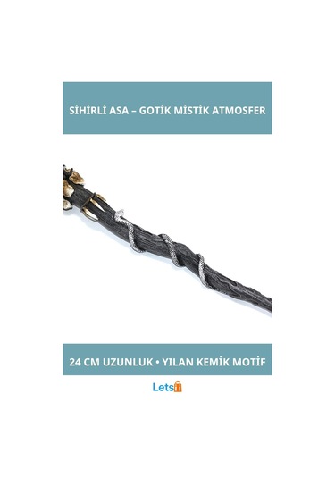 Polyester Sihirli Asa Yılan Kemik Detaylı 24 Cm Gotik Dekoratif Aksesuar 1 Adet