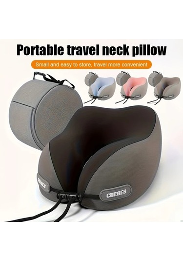 Honeybeeshop Pembe Araba Ucak Seyahat Ve Ofis Icin Ergonomik U Seklinde Boyun Yastigi Depolama Cantali