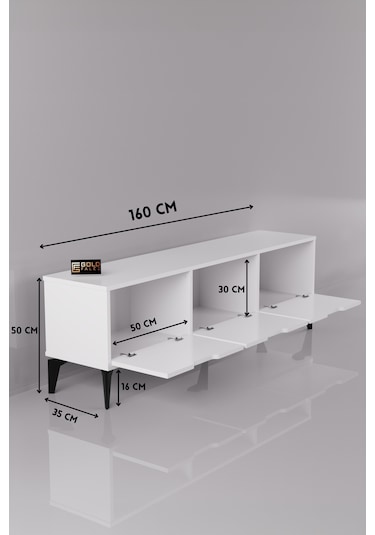 Reyo Falez Royal Tv Sehpası 160 Cm Tv Ünitesi Kapaklı Modern Şık Minimal Salon Konsolu 5091 Beyaz
