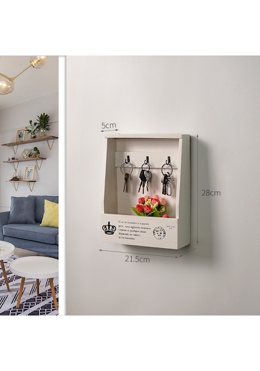 Beyaz Bir Kova Üç Kanca Anahtar Saklama Kutusu, Duvara Monte A