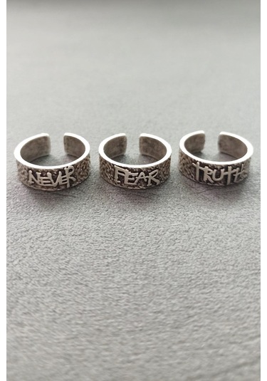 Never Fear Truth Johnny Depp Yüzüğü Erkek Yüzük Seti Gümüş Kaplama Ayarlanabilir El Yapımı Yüzük