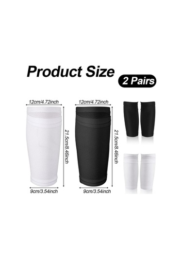 Qingmipy Futbol Çorapları 2'li Set: Bel Çubuğu Sabitleyici, Bacak Koruması, Siyah Ve Beyaz Renk Seçenekleri Siyah - Beyaz