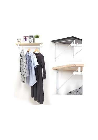 Depolife Duvar Rafı Fortmanto Elbise Askılık Montajlı Askılık Demiri