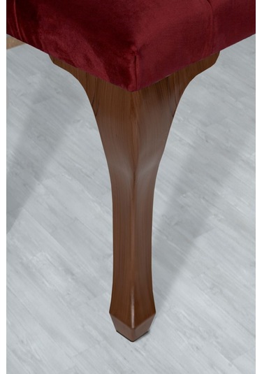 Gazzini Classic Chester Model Kapitoneli Puf- Ceviz Ayak, Bordo Kumaş