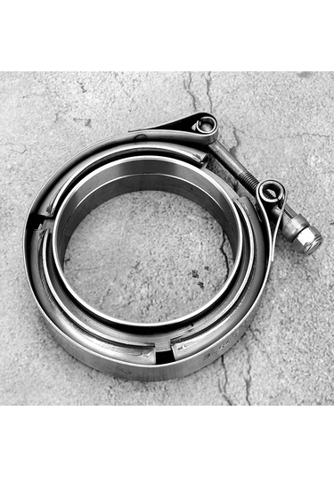 Moveevo Turbo Egzos Boru V-tipi Klips + 2 Flanş Seti, 304 Paslanmaz Çelik, 2.75 İnç, Evrensel Uyumlu, Kaynaklı Montaj İçin