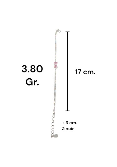 925 Ayar Gümüş Taşlı Fiyonklu Bileklik Sevimli Tasarım Gümüş