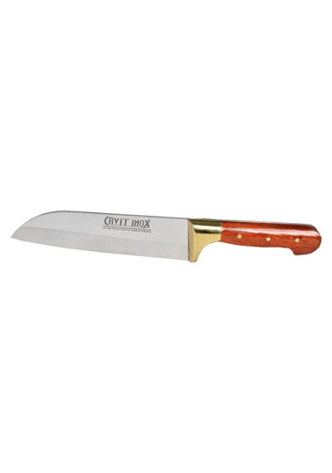 Cavit Bilezikli Santoku Şef Bıçağı Ahşap