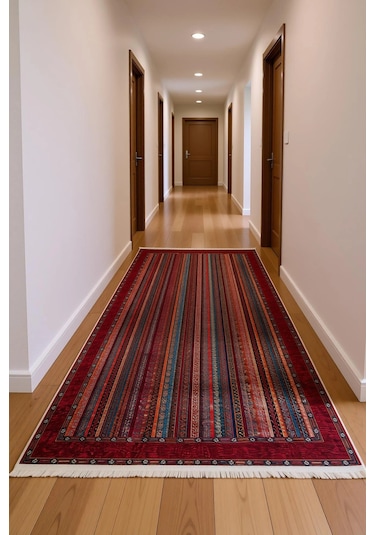 Blghome Renkli Modern Halı Dekoratif Kilim Kırmızı