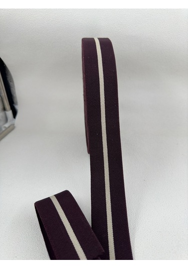 4 Cm Jakar Lastik-çizgili-bordo-5 Metre