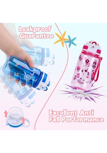 Hangfox 600ml Mor Çocuk Pipetli Su Bardakası - Bpa-free Sağlıklı Materyal, Güvenlik Kilitli, Spor Ve Okul İçin Taşınabilir Mor