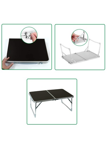 Padilon Küçük Katlanır Kamp Masası Piknik Masası Notebook Masası 60 X 40 Siyah