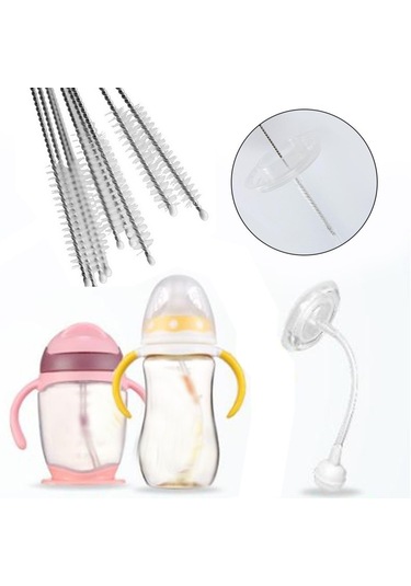 Bebek Kılavuz Fırçası Paslanmaz Çelik Şişe Saman Fırçası Temizleme Güvenliği