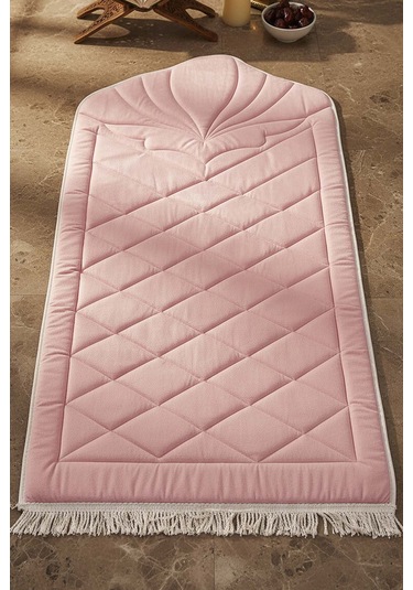 Pembe Kapitone Dolgulu Lüks Seccade 65x115 Cm