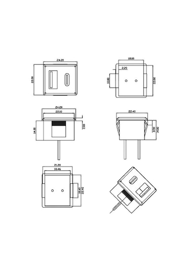 Ic-266t-4 Pano Tip Kare Type-c + Usb Şarj Soketi