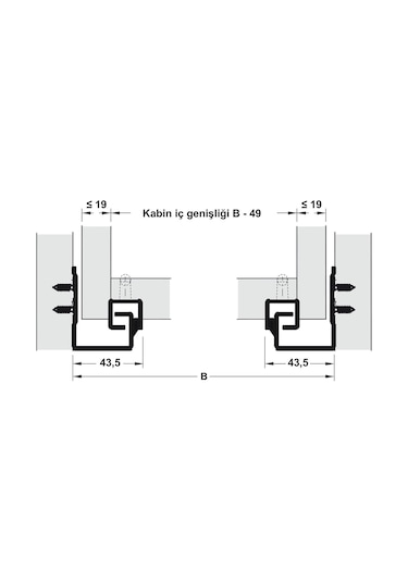 Hafele Pow, Tek Açılım Yavaşlatıcılı Gizli Ray 450mm GRi
