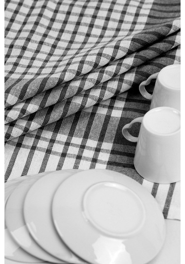 Pamuklu Siyah Renkli Pöti Kareli 4'lü Kurulama Bezi, Beslenme Örtüsü, Servis Peçetesi