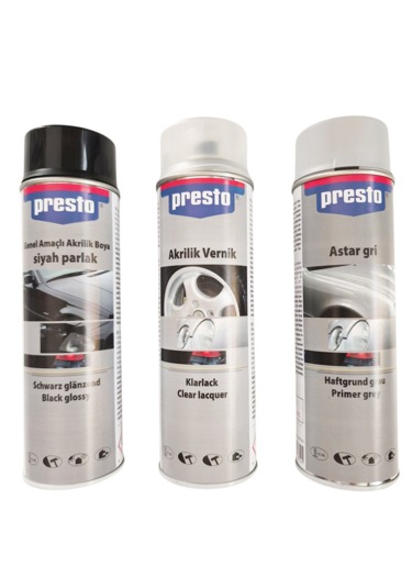 Presto Piano Black Sprey Boyama Seti+vernik+astar 500 Ml.