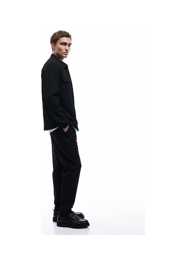 Koton Beli Bağcıklı Katlamalı Paça Cep Detaylı Slim Fit Pantolon Siyah 6wam40038hw Siyah