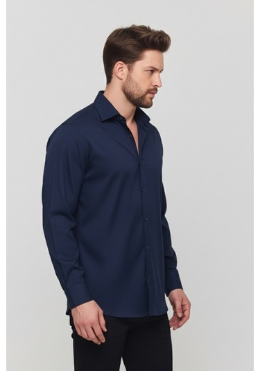 Oversize Rahat Kesim Erkek Gömlek Lacivert