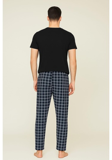 Erkek Desenli Cepli % 100 Pamuk Tek Alt Lacivert Lacivert
