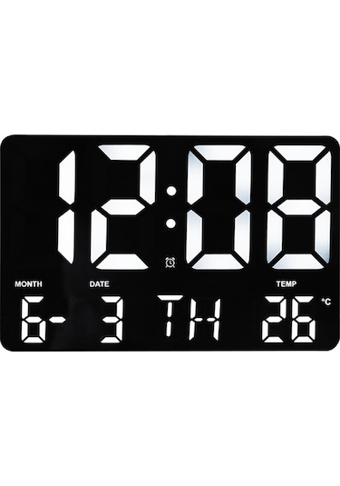Novahub Suntek Led Duvar Saati, Uzaktan Kumandalı Sıcaklık Göstergeli Siyah 10 Siyah