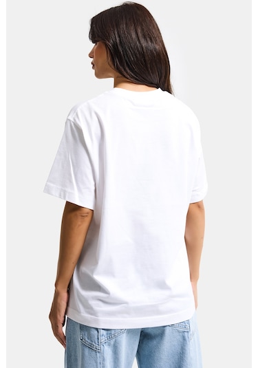 Itsbasic Kadın Beyaz S6-127 Oversize Glamour Baskılı %100 Koton T-shirt