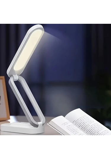 Boatshop1 Beyaz 1pc Katlanabilir Led Masa Lambası 3 Parlaklık Şarj Edilebilir Ayarlanabilir Göz Koruma Okuma Lambası Ev Ofis Seyahat Beyaz