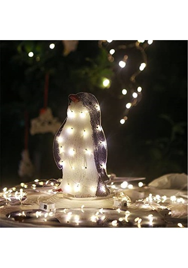 Ximistore9 Işıklandırmalı Penguen Bahçe Süsü - Akrilik 3'lü Set, Düğme Pilli, Suya Dayanıklı, İç Ve Dış Mekan Kullanımı Sarı