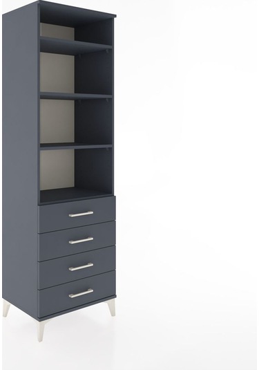 Hyperion Dolap 4 Raflı 4 Çekmeceli 60x44x195 Antrasit-antrasit Antrasit