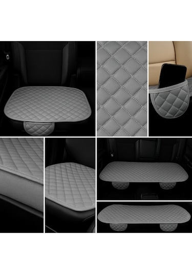 Renault Symbol Uyumlu 3 Parça Kapitone Kumaş Minder Gri