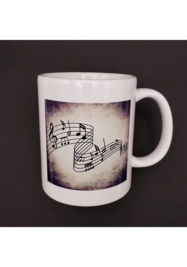 Müzik Notaları Tasarımlı Kupa Bardak Çok Renkli