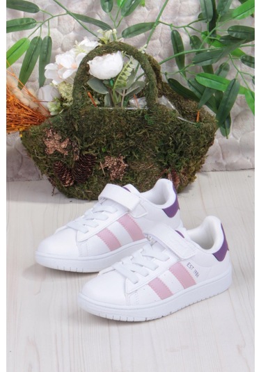 Fort Cool Cooper Rahat Esnek Sneaker Kız Çocuk Spor Ayakkabı Beyaz-Pudra