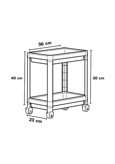 Tezgah Altı Tekerlekli Raf Ünitesi, Siyah