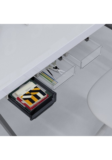 Masa Altı Görünmez Çekmece Kırtasiye Düzenleyici Yurt Masası Alan Tasarrufu Depolama Şeffaf